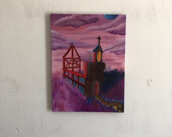 Church in Dream, 12&quot; x 16&quot;, canvas, 2014