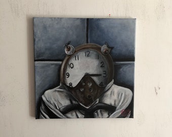 Cuckoo Clock, 14" x 14", Canvas, 2021