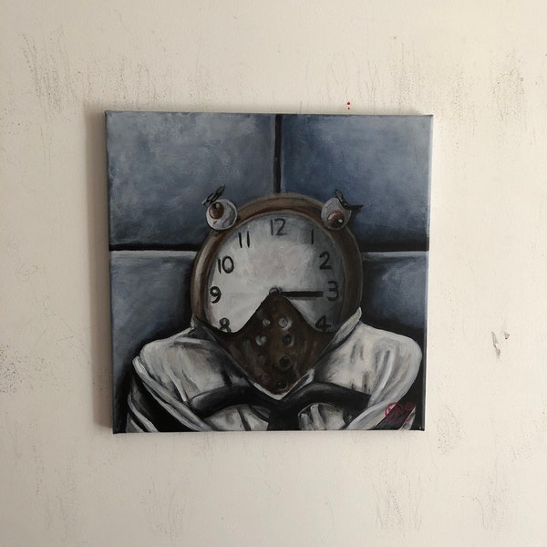 Cuckoo Clock, 14" x 14", Canvas, 2021