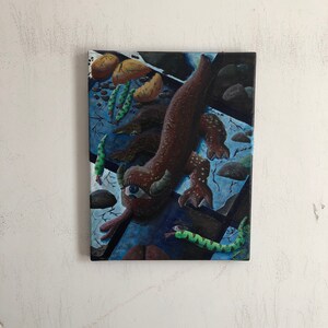 Lizard Blocking Snake&#39;s Kids, 11&quot; x 14&quot;, lienzo, 2013