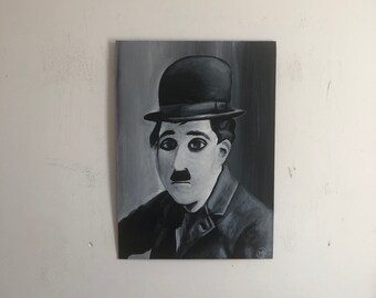 Charlie Chaplin Portrait, 17.25" x 24", hardboard panel, 2017