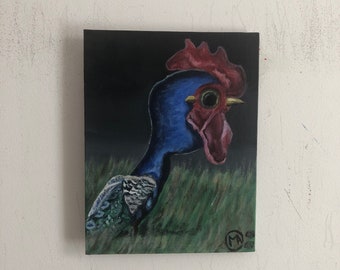 Peacock, 7" x 9", canvas panel, 2020