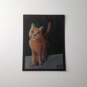 Standing Cat, 9" x 12", canvas paper on cardboard, 2015