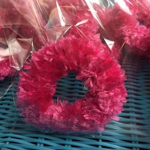 Hot pink scrunchie, ponytail or bun cover, dance bun, Fun fur hand crotched fuzzy and fun, scrunchies