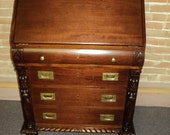 Antique American Empire Mahogany Drop Front Secretary Desk, Pineapple Acanthus, Shipping is NOT Free