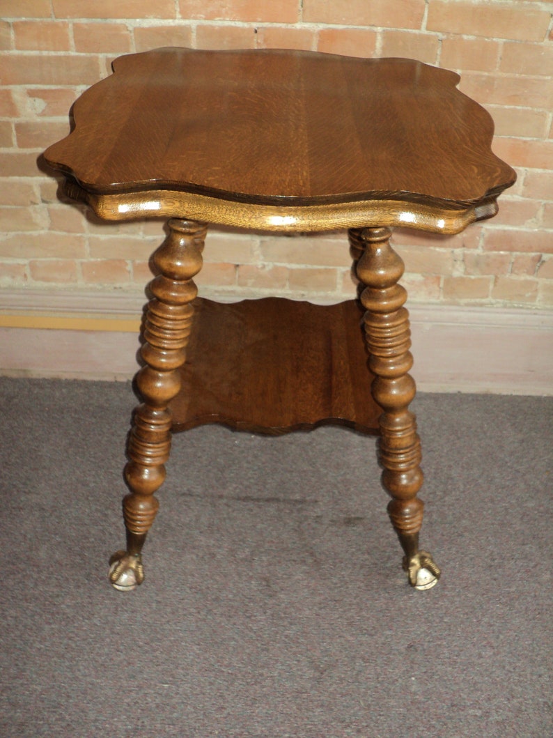 Antique Quarter Sawn Oak Parlor Table Claw Feet 2 Shipping Etsy