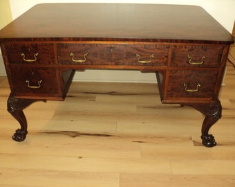 Mahogany Chippendale Style Partner's Desk, Shipping is NOT free!