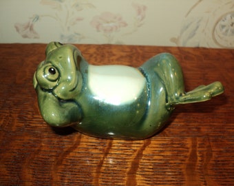 Vintage Happy Ceramic Relaxing Frog