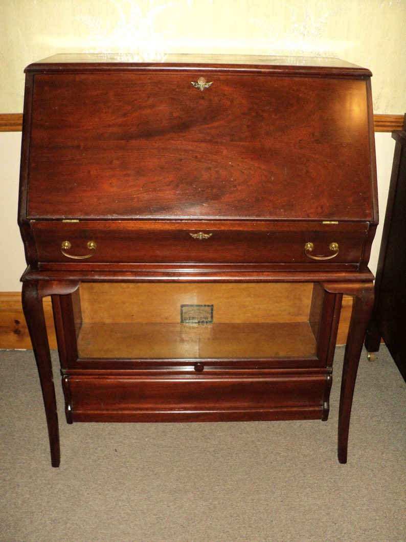 Globe Wernicke Mahogany Stack Bookcase Desk Combo Shipping Is Etsy