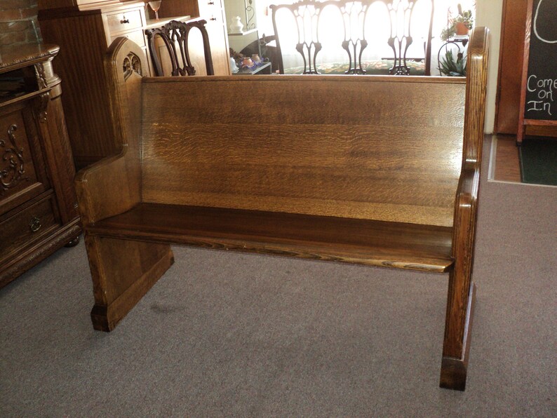 Antique Quarter Sawn Oak Church Pew Bench Shipping Is Not Etsy