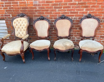 Set of Four Victorian Rococo Parlor Chairs, Shipping not free