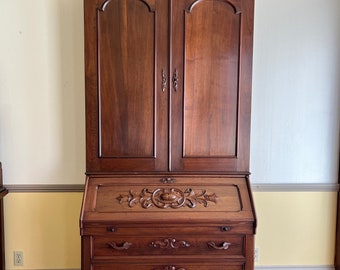 Tall Figured Mahogany Victorian Rococo Secretary Desk, ON SALE! Shipping is not free