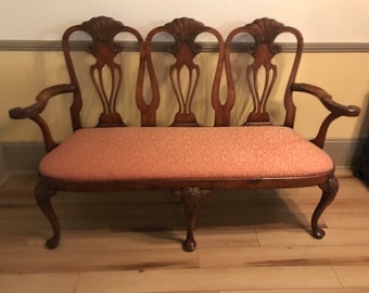 English Queen Anne Triple Back Settee/Bench, Shipping is NOT free!