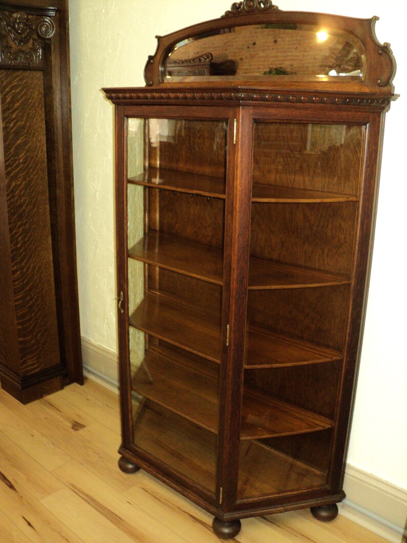 Antique Oak China Display Shipping is NOT Free Etsy