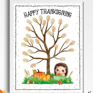Thanksgiving Thumbprint Tree, Fall Printable Keepsake Fingerprint Tree, Thanksgiving Baby Toddler DIY Card, Cute Thanksgiving Craft Activity
