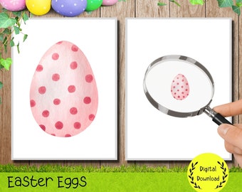 Easter Egg Magnifying Match Activity, Easter Montessori Printable Material, Hands-On Toddler Preschool PreK Kids Activity, Spring Unit Study