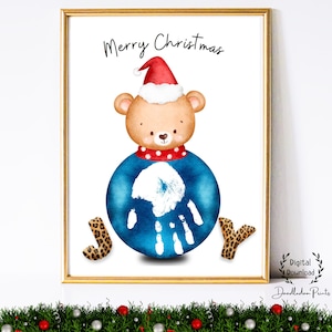 Ornamento di gioia natalizia, impronta della mano, impronta della mano di Natale per neonati, bambini piccoli, primo ricordo di Natale, biglietto stampabile