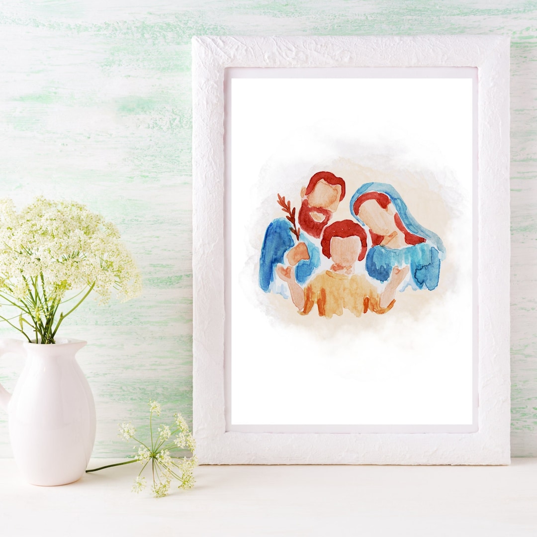 Catholic Printable, Holy Family Watercolor Painting, Catholic ...