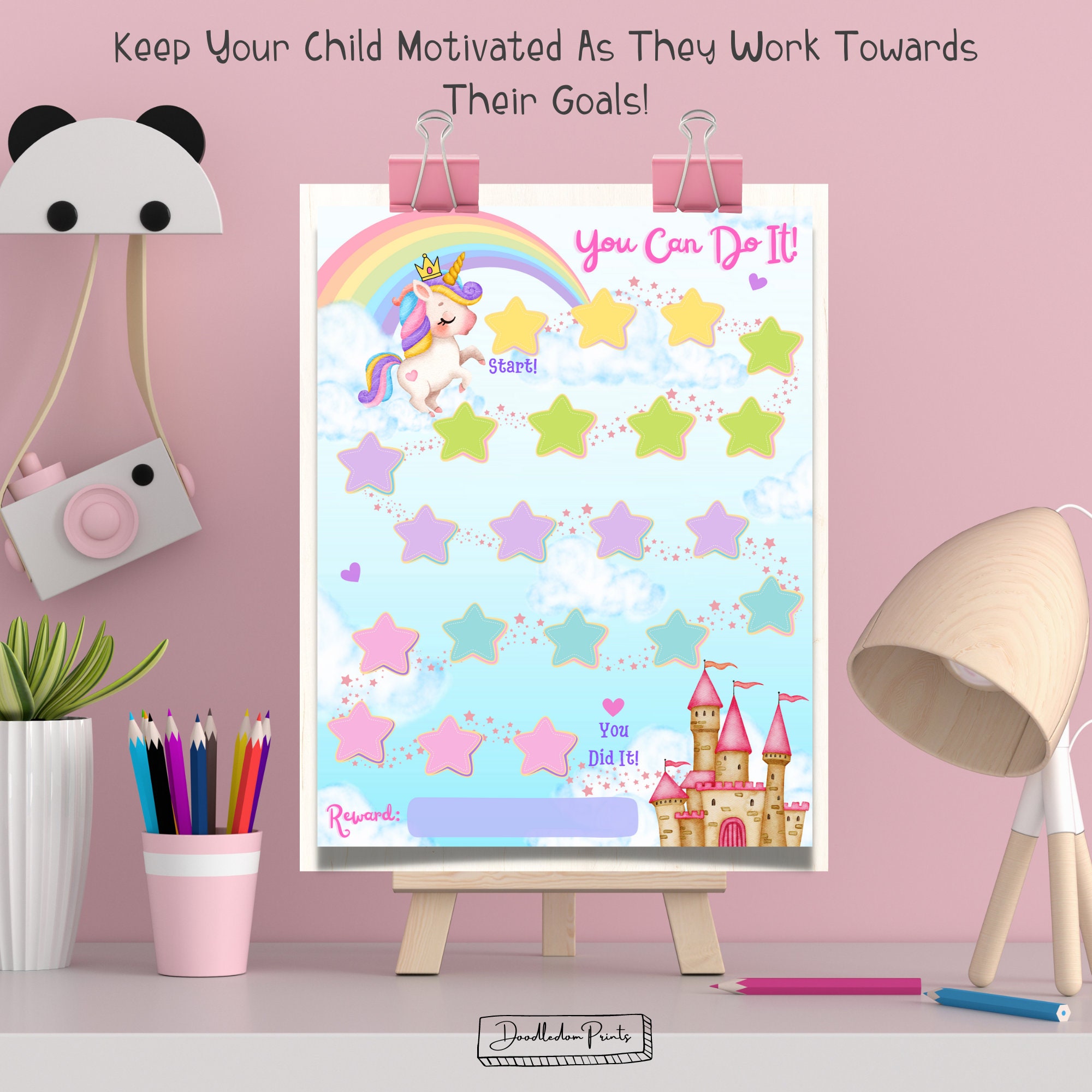 Unicorn Reward Chart for Kids, Printable Unicorn Daily Behavior Reward ...