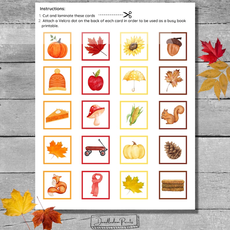 Fall Preschool Color Sorting Printable Activity Mat, Fall Toddler ...