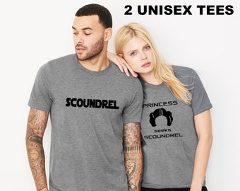 Princess Seeks Scoundrel Leia Han Couple 2 UNISEX t-shirts tees tshirts set husband wife boyfriend girlfriend love gift valentine's day