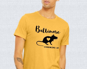 Camiseta unisex del orgullo de la ciudad natal de Baltimore, camiseta de rata de la ciudad de Baltimore con amor de corazón, recuerdo de Maryland