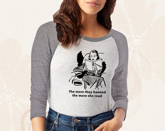 Read Banned Books long sleeve shirt, book ban protest tshirt, gift for teacher librarian, retro housewife design