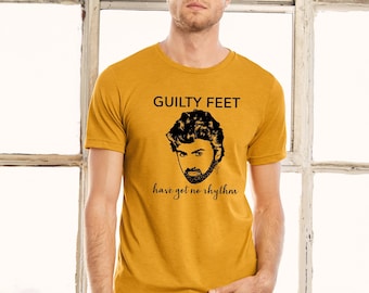 George Michael "Guilty Feet Have Got No Rhythm" t-shirt, vintage jaren '80 muziek Wham tshirt