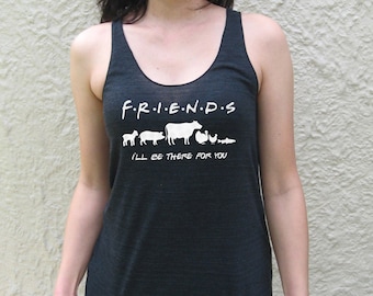 VEGAN Friends love animals tank top shirt compassion / kindness / herbivore / animal lover