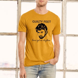 George Michael Guilty Feet Have Got No Rhythm t shirt, vintage 80s music Wham tshirt Yellow