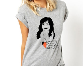 Bjork wearing swan dress screen print tshirt / unisex t shirt/ Sugarcubes singer t-shirt