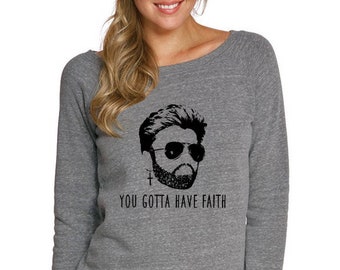 George Michael Faith sweatshirt junior women wide neck fleece top / 80s singer / wham