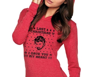 Camiseta con capucha de manga larga de George Michael Last Xmas, camiseta retro vintage de los años 80, regalo para amantes de la música, fan de Wham