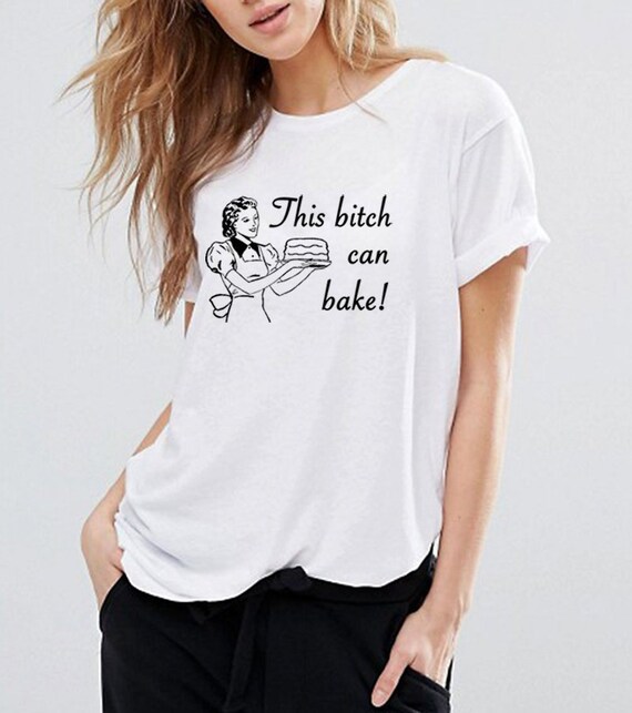 This Bitch Can Bake t-shirt unisex tee shirt baking cupcakes retro housewife