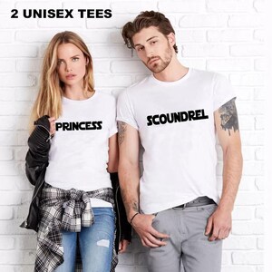 Conjunto de camisetas de pareja de princesa y canalla, camisetas de Leia y Han, regalo para él/ella/esposo/esposa, despedida de soltera, regalo de San Valentín