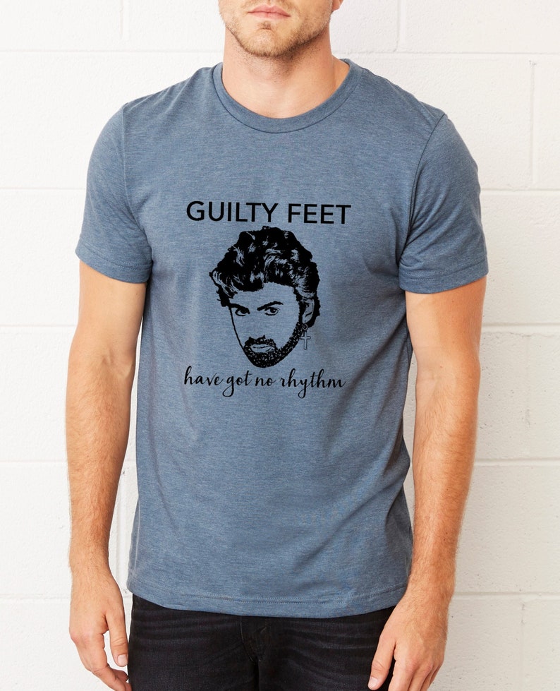 George Michael Guilty Feet Have Got No Rhythm t shirt, vintage 80s music Wham tshirt Heather slate