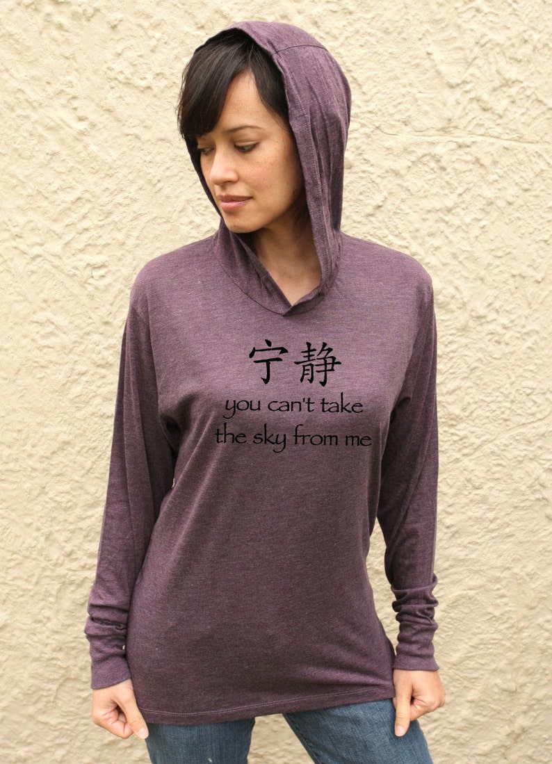 Firefly theme song hoodie t shirt, You Can't Take The Sky From Me hooded tshirt, Serenity Chinese letters Vtg Purp (low stock)
