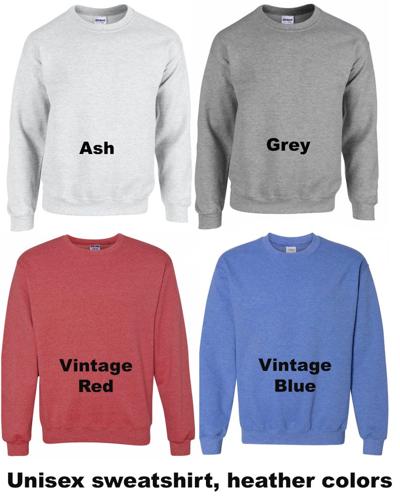K&ouml;nnte beinhalten: Ein Unisex-Sweatshirt in vier Farben: Asche, Grau, Vintage Rot und Vintage Blau. Das Sweatshirt ist in einer Melange-Farbe.