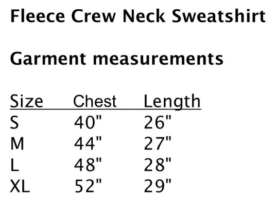 Supreme Crewneck Size Chart