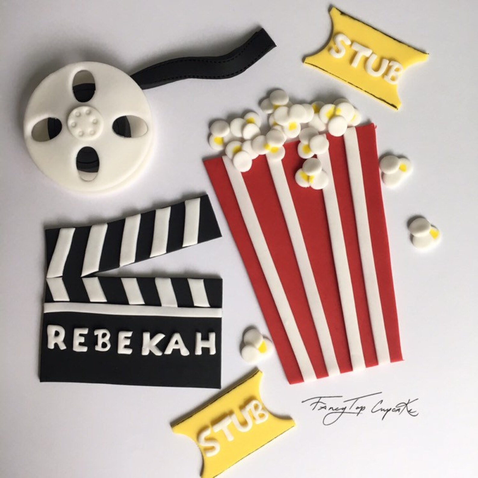 Movie Night Movie Theme Fondant Cake Toppers Made by Fancytop Etsy
