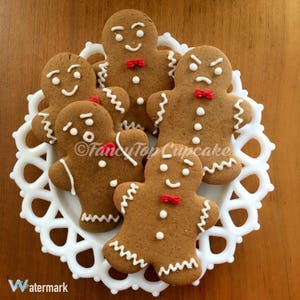 10 Expressive GingerBread Cookies w/ fondant Hearts & Bow ties + facial expressions. Individually wrapped.. Homemade/Always freshly baked