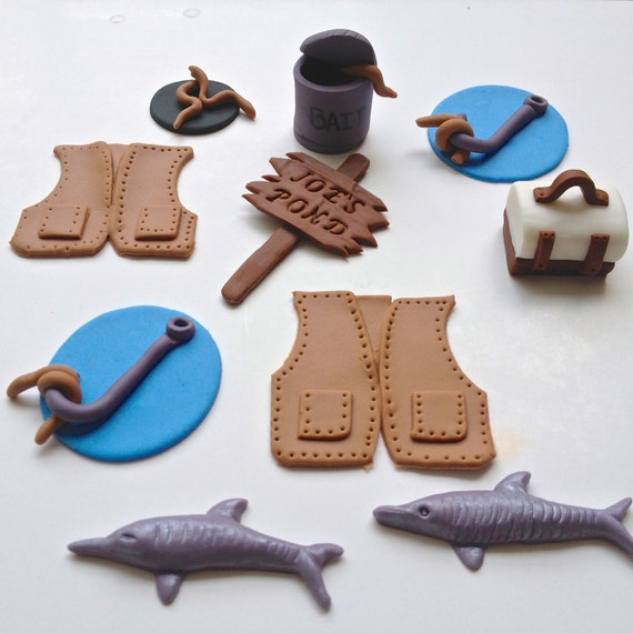 Fishing/fishermen Cupcake Toppers Handmade by Fancytopcupcake