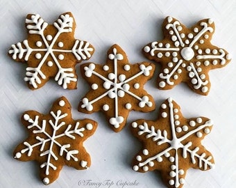 12 Homemade Decorated GingerBread Snowflake Cookies /Each Order is Made Fresh