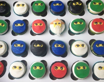 12 Ninja edible fondant cupcake toppers made by FancyTopCupcake