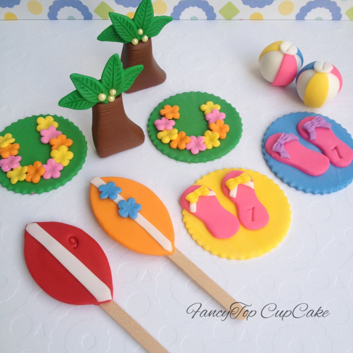 Luau Party/beach Theme Toppers Handmade Made by Fancytop - Etsy