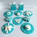 Boxes & Bags, Pearls and Hearts handmade edible fondant cupcake toppers made by FancyTopCupcake