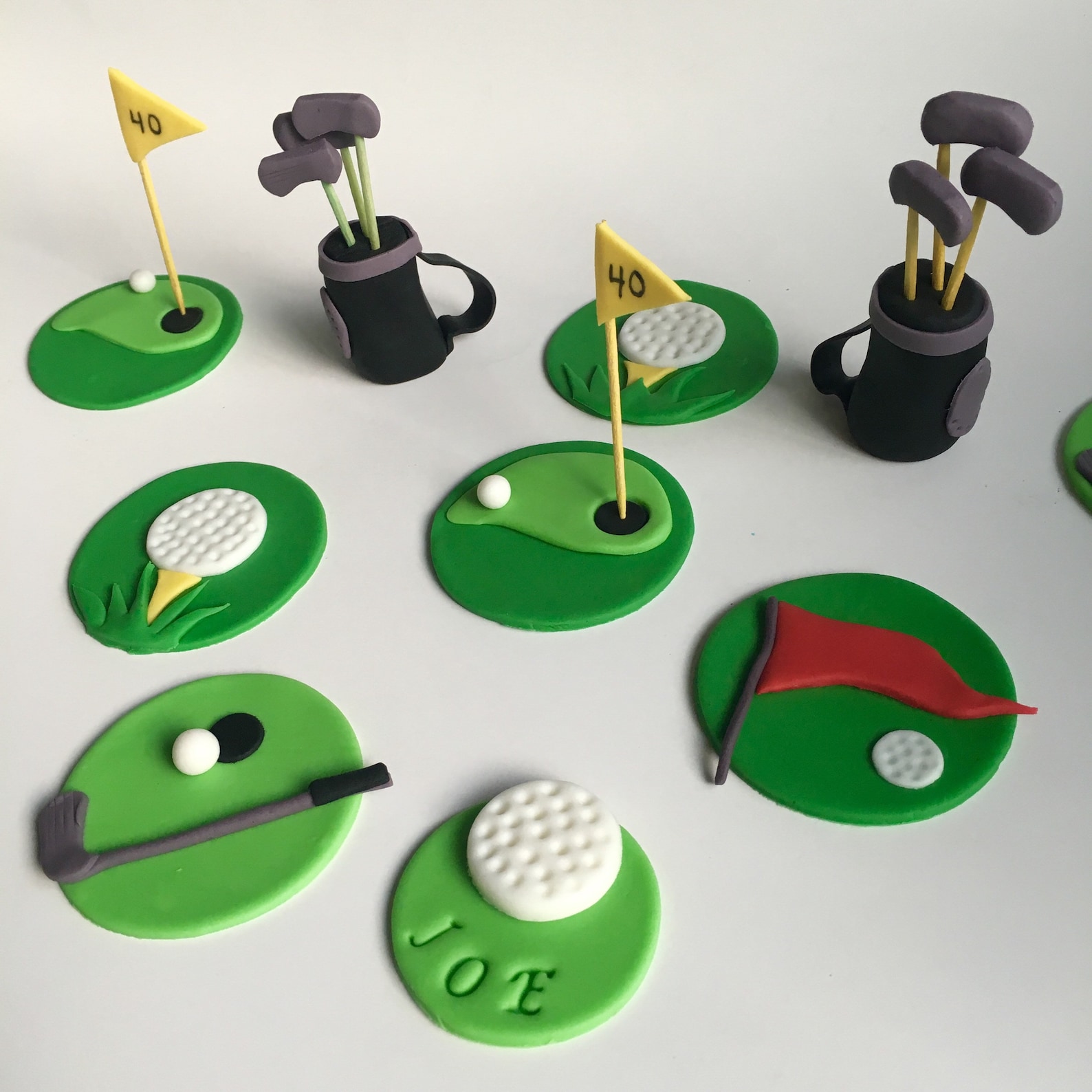 Qty. 12 Golf Handmade Edible Fondant Cupcake Toppers Made by Etsy