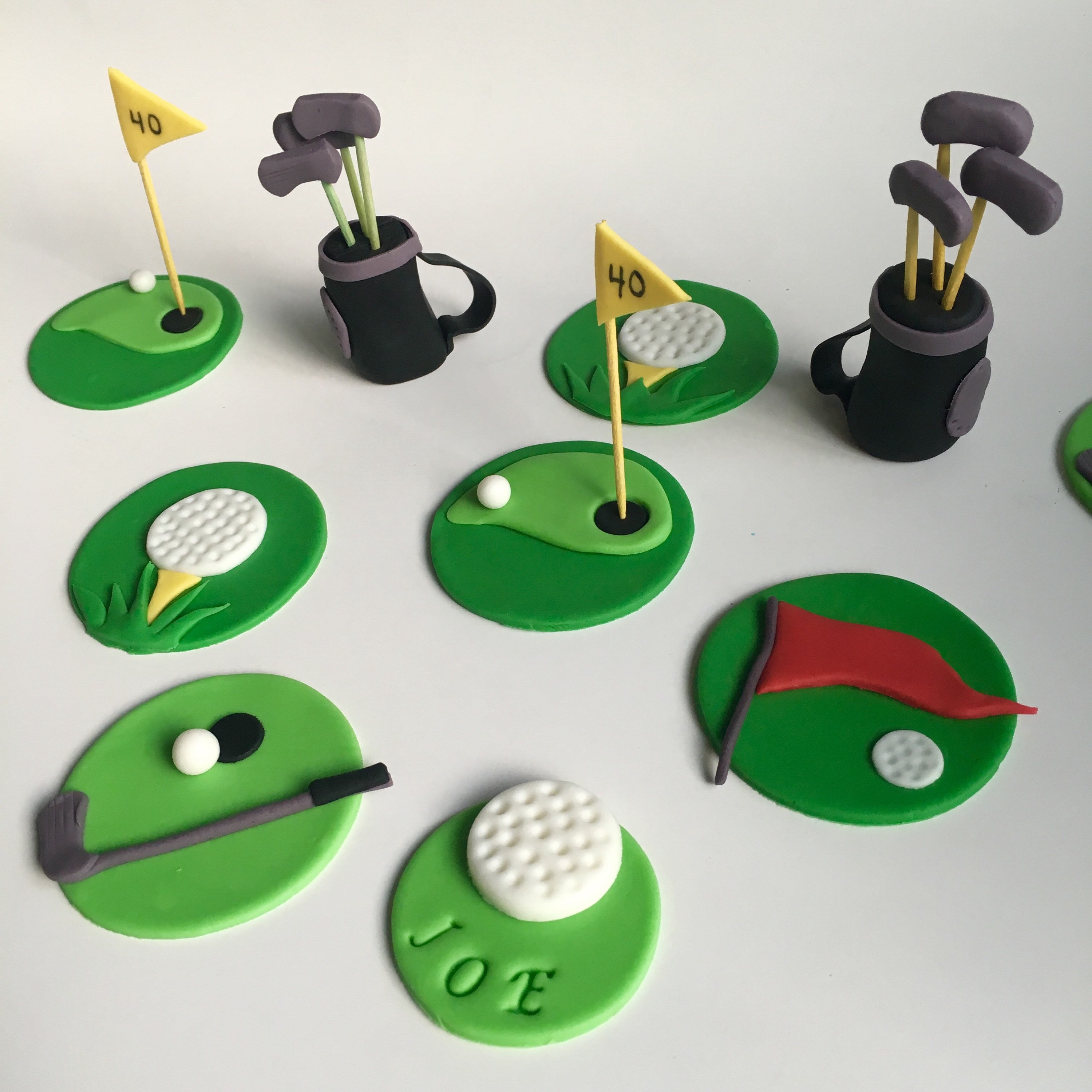 Qty. 12 Golf Handmade Edible Fondant Cupcake Toppers Made by Etsy