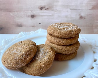 Molasses Ginger Old Fashioned Homemade Cookies! Soft cookie, delicious hints of ginger molasses and other spices. Always baked Fresh! Qty12