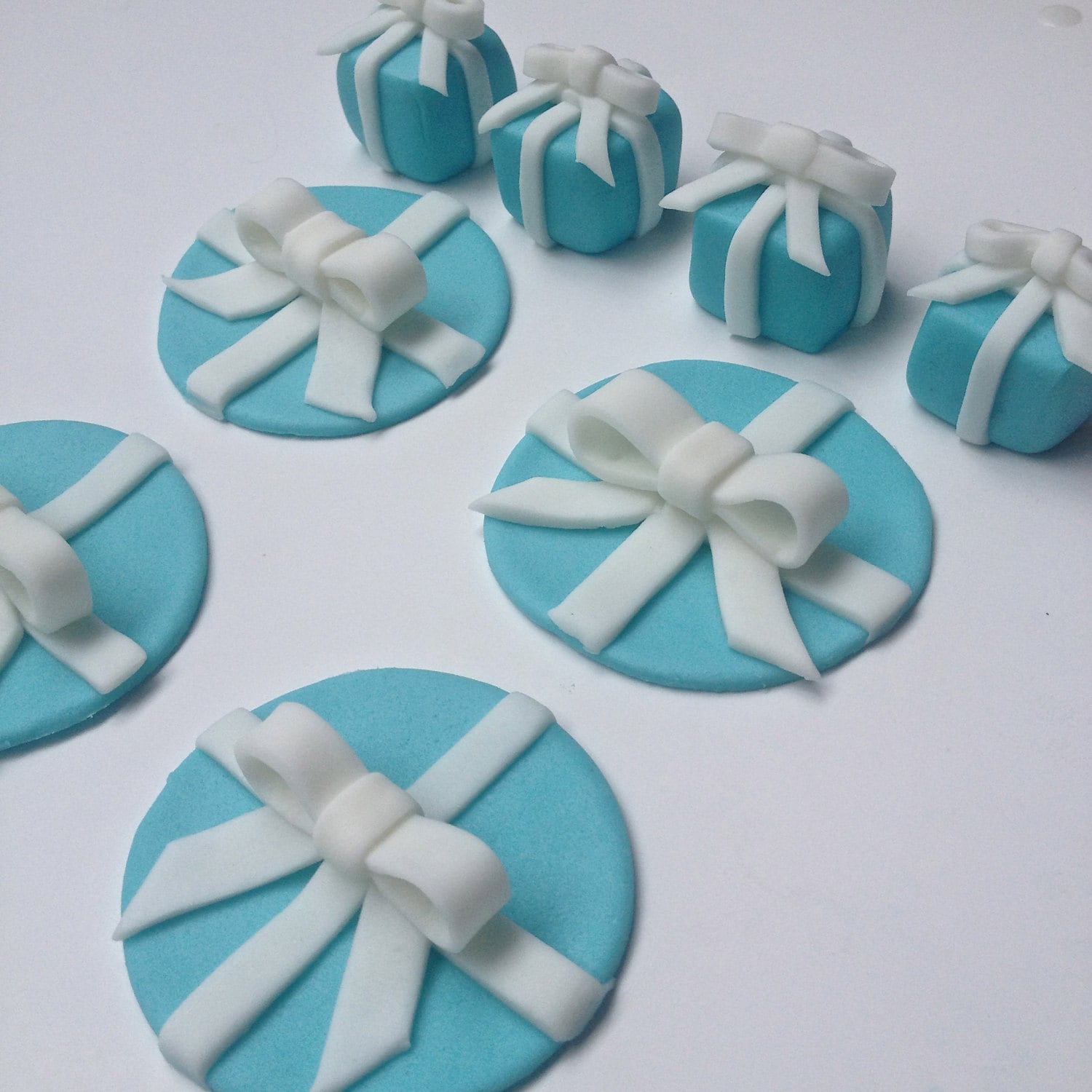 Bows and Boxes handmade edible fondant cupcake toppers made by Etsy